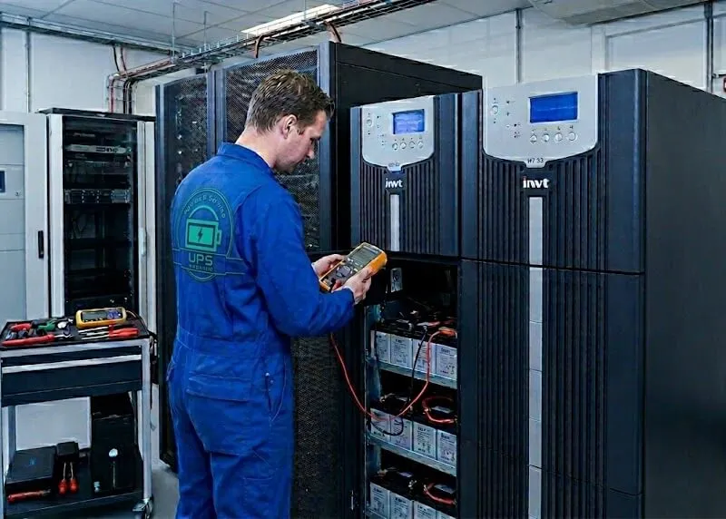 Serverruimte met UPS-apparatuur voor noodstroomvoorziening